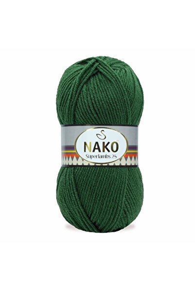 NAKO Superlambs 25 Yünlü El Örgü Ipi Renk Kodu: 3472 Koyu Yeşil