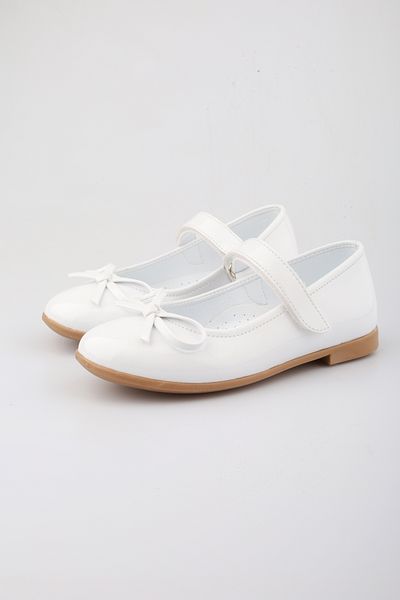 FOLLOWIN Girl's White Color Bow Ballerina Shoes
