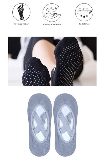marufshop Чорапи за йога, пилатес, фитнес, танци и спорт с неплъзгаща се подметка от 2 части