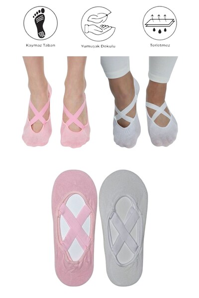 marufshop Чорапи за йога, пилатес, фитнес, танци и спорт с неплъзгаща се подм...