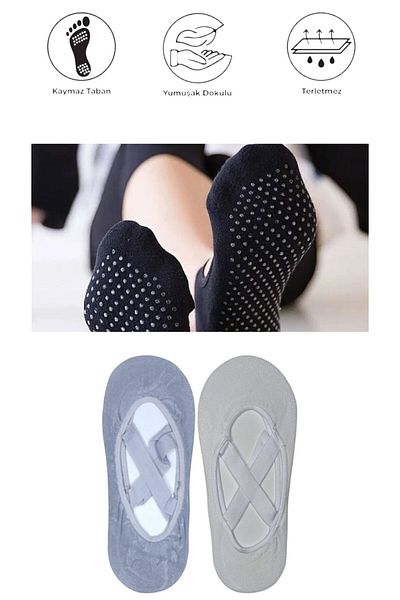 marufshop Чорапи за йога, пилатес, фитнес, танци и спорт с неплъзгаща се подметка от 2 части