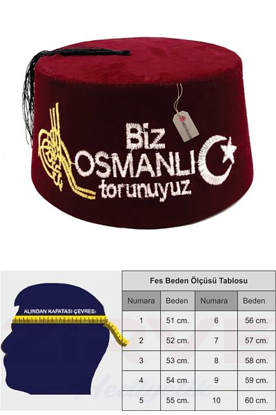 Hediyeleşin Fes Embroidered We Are the Ottoman Grandchild
