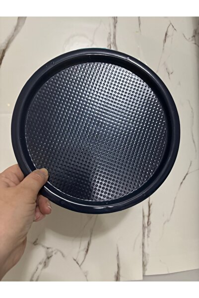 SEVEN7 Renkli Tepsi Kristal Plastik Yuvarlak 22cm Lacivert