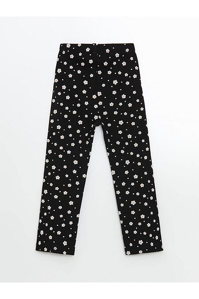 LC Waikiki Lcw Kids Black Elastic Waist Floral Girls' Leggings