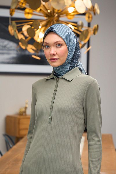 İpekhan Μαλακό κασκόλ Harmony Collection Grey Navy Blue 1176-08