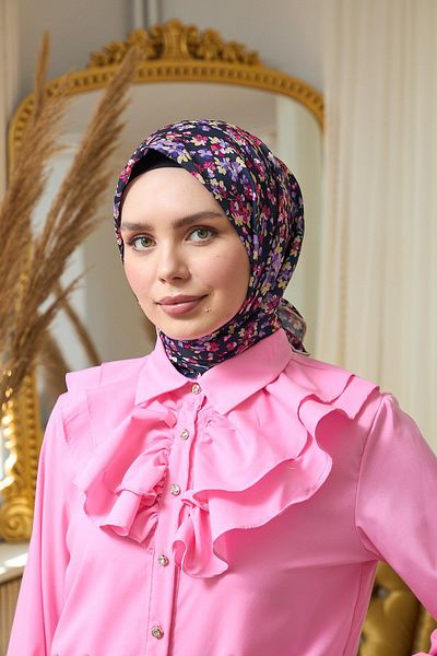 İpekhan Μαλακό κασκόλ Navy Blue Lilac Summer Sparkle Collection - 1191-06