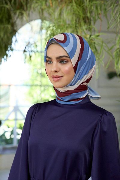 İpekhan Claret Red Blue Μαλακό Κασκόλ Καλοκαιρινή Συλλογή Radiance - 1183-09