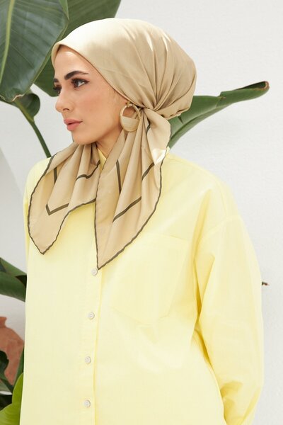 İpekhan Κασκόλ βισκόζης από άχυρο κίτρινο βαμβακερό σχέδιο