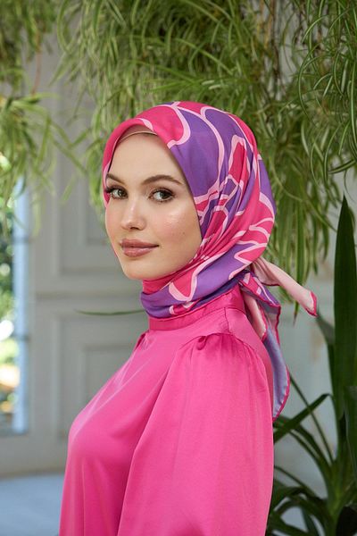 İpekhan Μωβ μαλακό κασκόλ με μοτίβο ρόδι - Summer Sparkle Collection 1188-10