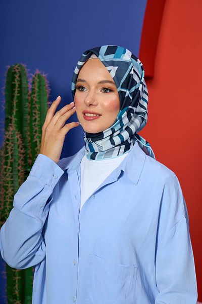 İpekhan Μαλακό κασκόλ Marrakech Collection Τυρκουάζ Μαύρο 1208-10