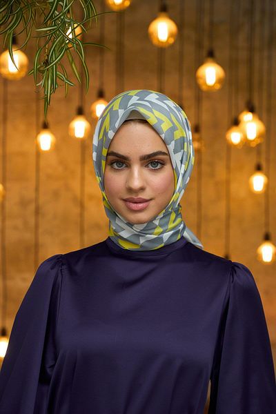 İpekhan Summer Sparkle Collection Μαλακό Κασκόλ Κίτρινο Γκρι 1187-14