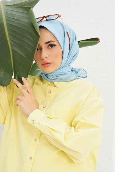 İpekhan Φουλάρι με απλό σχέδιο από βισκόζη Ocean Blue
