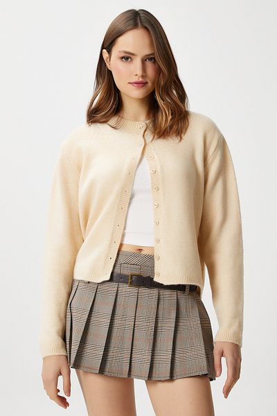 Ritnice سترة صوفية نسائية ذات ياقة دائرية من Nina Light Camel Basic