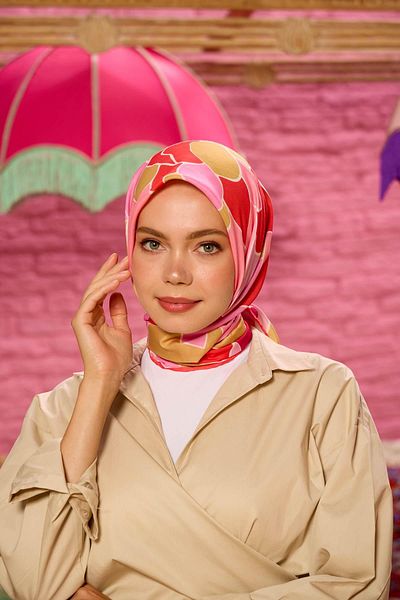 İpekhan Μαλακό κασκόλ Marrakech Collection Pink Cardinal 1198-12