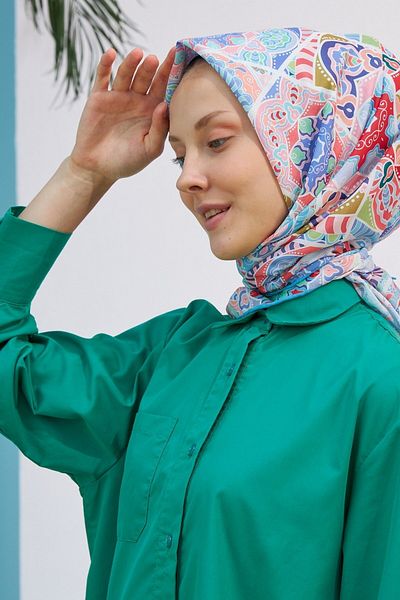 İpekhan Φουλάρι Yakamoz Ocean Blue Cotton Viscose
