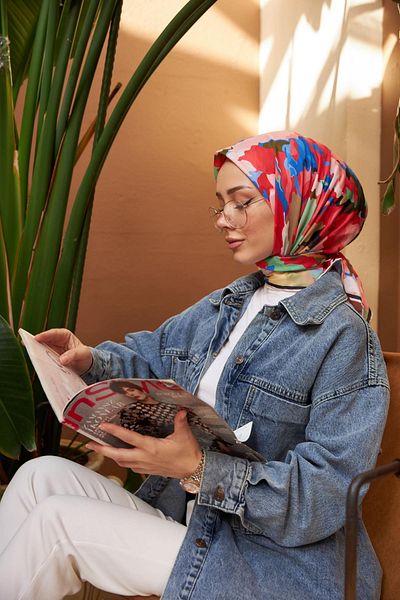 İpekhan Relax Rainbow Soft Scarf Pink Red 1154-10
