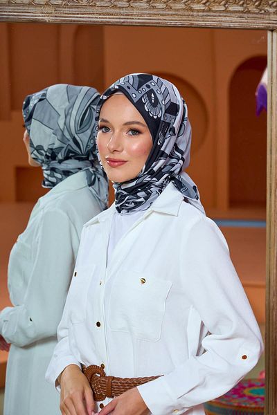 İpekhan Μαλακό κασκόλ Marrakech Collection Μαύρο Γκρι 1202-05