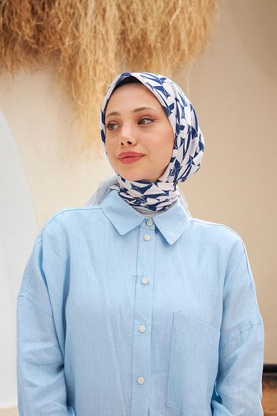 İpekhan Κασκόλ Eva Pattern Navy Blue Powder 1132-03