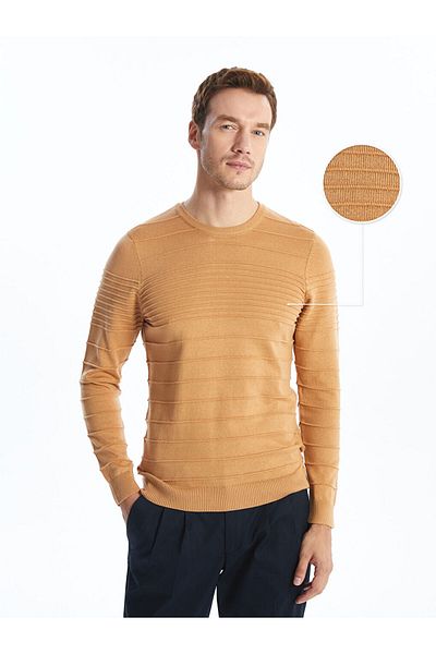 LC Waikiki Crew Neck Long Sleeve Striped Men's Knitwear Sweater