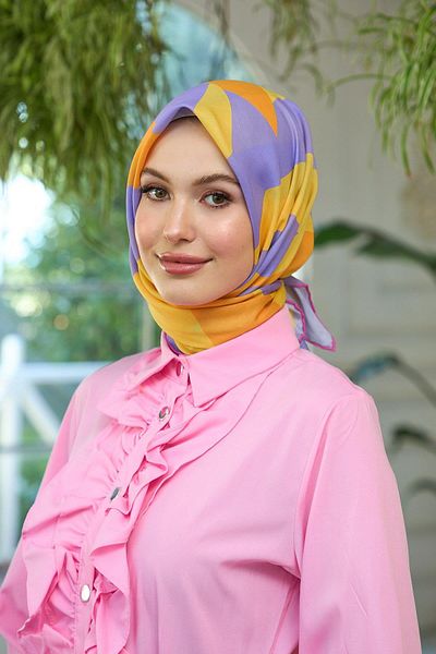 İpekhan Μαλακό κασκόλ Burnt Orange Lilac Summer Sparkle Collection - 1186-02