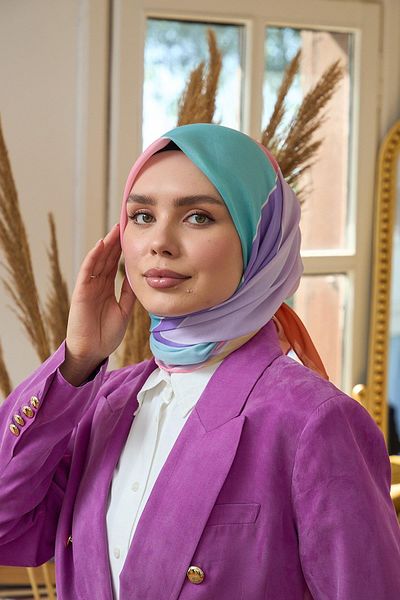 İpekhan Water Green Lilac Soft Scarf Summer Shine Collection - 1190-04