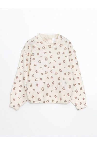 LC Waikiki Crew Neck Patterned Knitwear Girls Sweater - W4Lm83Z1