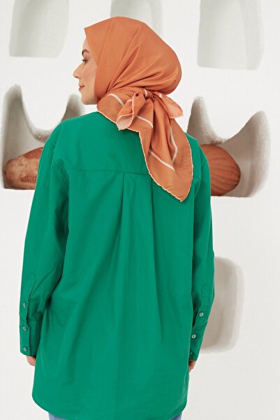 İpekhan Eșarfă portocalie din viscoză din bumbac cu model simplu