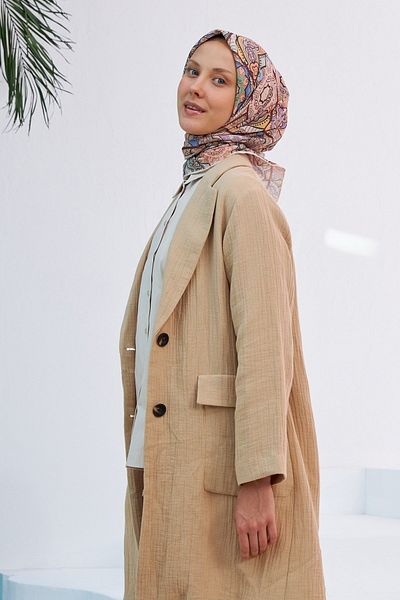 İpekhan Φουλάρι Yakamoz Milk Brown Βαμβακερό βισκόζη