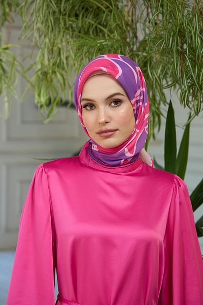 İpekhan Μωβ μαλακό κασκόλ με μοτίβο ρόδι - Summer Sparkle Collection 1188-10
