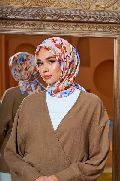 İpekhan Marrakech Συλλεκτικό Μαλακό Κασκόλ Καφέ Ροζ 1200-09
