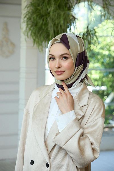 İpekhan Μαλακό κασκόλ Dark Mink Cream Summer Sparkle Collection - 1186-06
