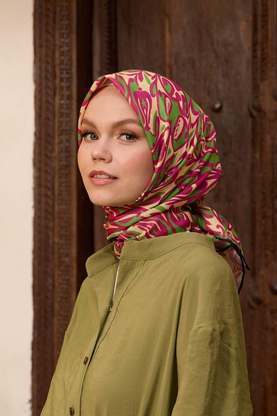 İpekhan Μαλακό κασκόλ Marrakech Collection Ροζ Πράσινο 1195-13