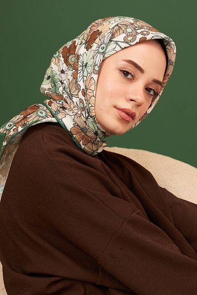 İpekhan Κασκόλ Ipekhan Celosia Brown βαμβακερή βισκόζη Μοντέλο 1107-04