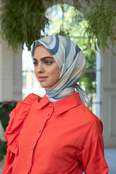 İpekhan Μαλακό κασκόλ Cream Denim Blue Summer Sparkle Collection - 1183-05