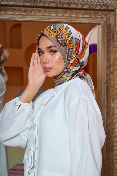 İpekhan Marrakech Συλλεκτικό Μαλακό Κασκόλ Πορτοκαλί Βιζόν 1202-03
