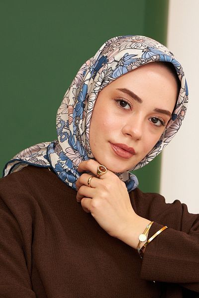 İpekhan Model Eșarfă Celosia Blue Bumbac Viscoză