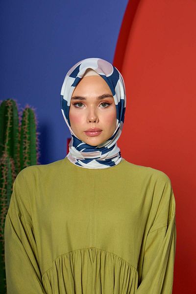 İpekhan Marrakech Koleksiyon Soft Eşarp Gece Mavi Pembe 1207-13