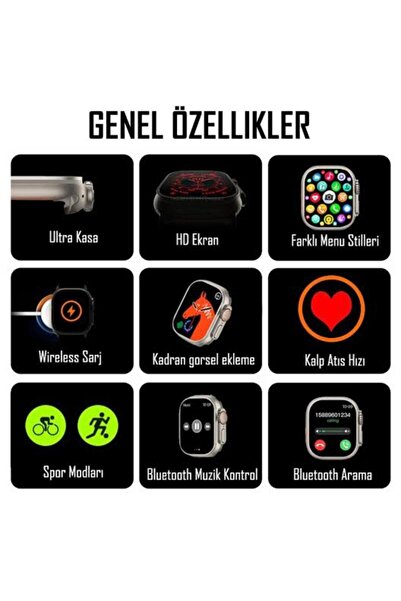 NİRVANA TEKNOLOJİ ELEKTRONİK WATCH800  ULTRA +  AKILLI SAAT TÜM CİHAZLARLA UYUMLU ÇİFT KORDON BLUETOOTHLU TÜRKÇE MENÜ 2025 SÜRÜM