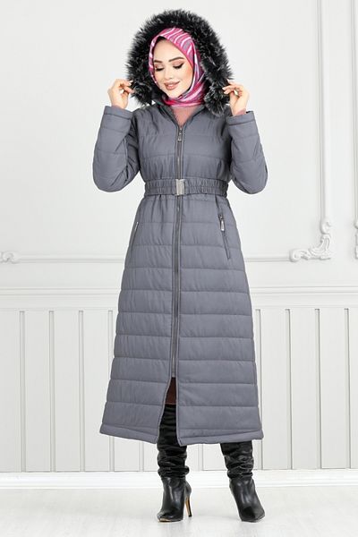 ModaMerve Anthracite Quilted Puffer Jacket - 5907Hn1061-M