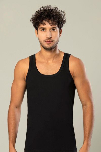 ERDEM İÇ GİYİM Erdem Black Combed Cotton Undershirt 1100