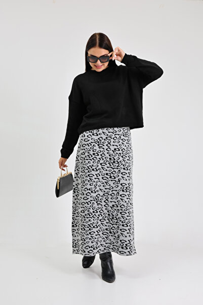 ALCHON Sa leopard dezenom Džemper dugih rukava sa okruglim izrezom i jacquard...