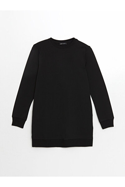 LC Waikiki Siyah Bisiklet Yaka Kadın Sweatshirt Tunik