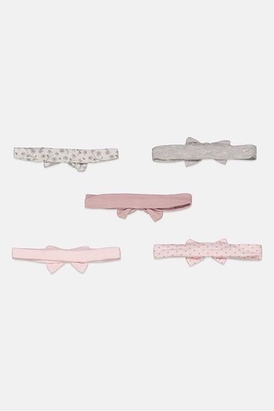 RENE ROFE Kids Girl 5 Pack Hair Band, Pink Combo