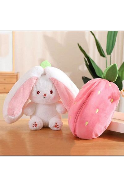 Princess Bear Plush Strawberry Rabbit 40 cm Plush Plush Rabbit with Zipper Special Gift for Lover