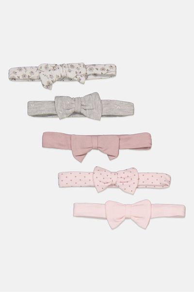 RENE ROFE Kids Girl 5 Pack Hair Band, Pink Combo