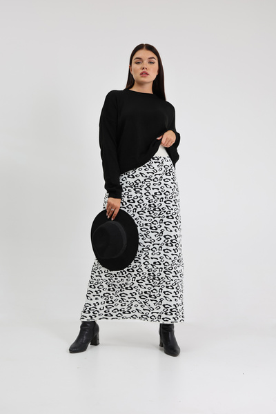 ALCHON Sa leopard dezenom Džemper dugih rukava sa okruglim izrezom i jacquard...
