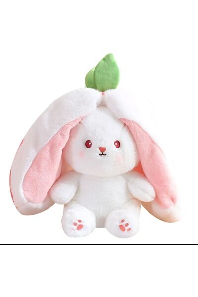 Princess Bear HAVUÇ ÇİLEK PELUŞ TAVŞAN BEBEK,ÇOÇUK, HAVUÇ,ÇİLEK  ZİNCİRLİ AÇ YASTIK HEDİYELİK KIZ ARKADAŞI