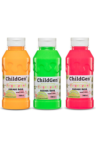ChildGen Süper Yıkanabilir Parmak Boya 3x350 ml şişe - NEON SET