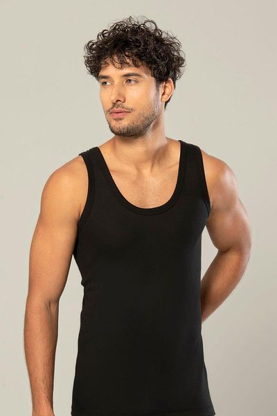 ERDEM İÇ GİYİM Erdem Black Combed Cotton Undershirt 1100