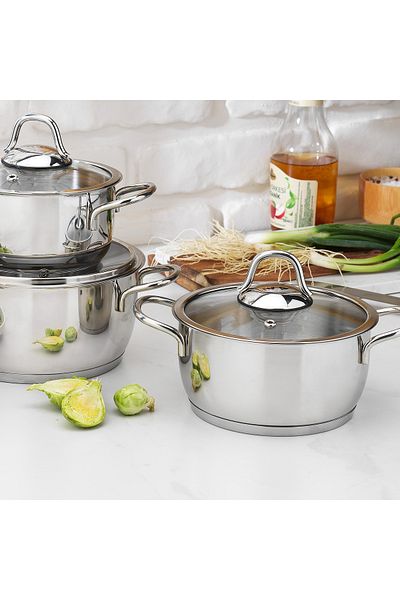 Schafer Eva Steel Pot Set-6 Pieces-Inox